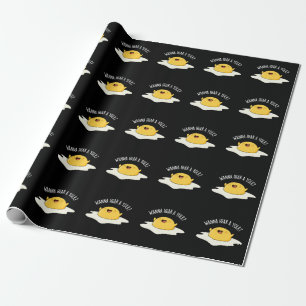 Wanna Hear A Yolk Funny Egg Joke Pun Dark BG Wrapping Paper