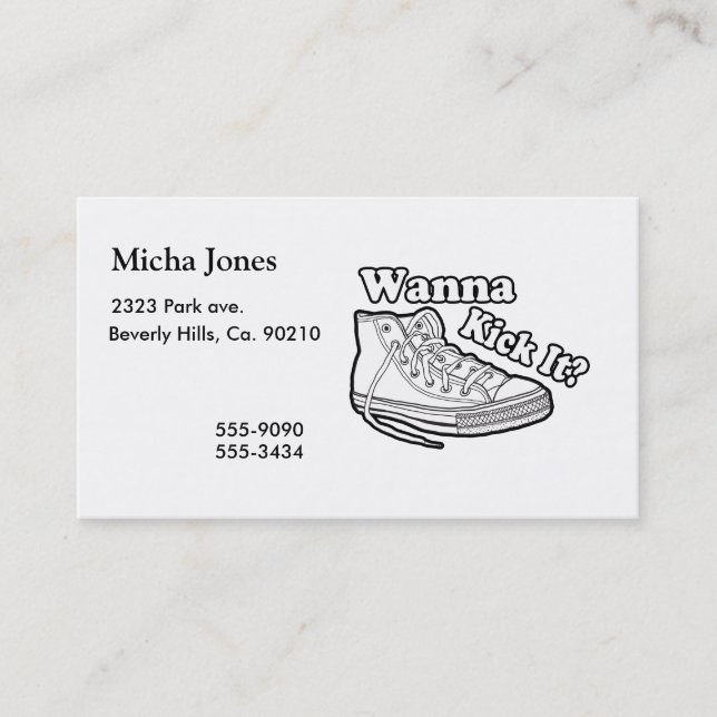 Wanna Kick It Sneakers Business Card (Front)
