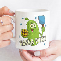 Wanna Play Cartoon Pickle With Name Pickleball