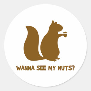 Wanna See My Nuts? - Funny Squirrel Lovers Humour Classic Round Sticker