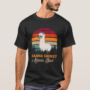 Wanna Smoke Alpaca Bowl Funny Alpaca T-Shirt