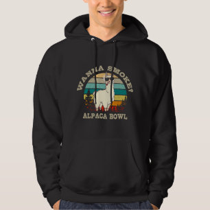 Wanna Smoke Alpaca Bowl Llama Weed Pot Retro Vinta Hoodie