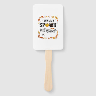Wanna Spook Somebody Halloween Pumpkins Spider Bat Hand Fan