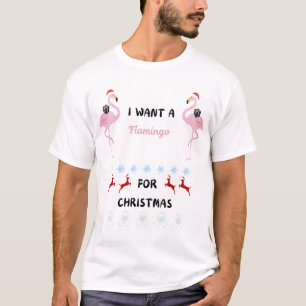 Want a flamingo Christmas Men's Basic Fun T-shirt
