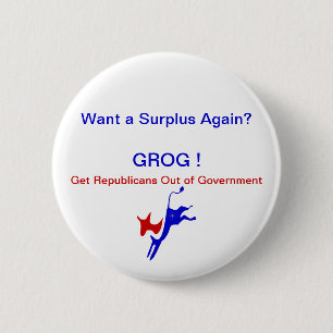 Want A Surplus Again? Pin/Button 2 1/4" 6 Cm Round Badge