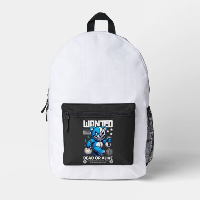 Wanted Bandit Bear Graphic Backpack (Front)