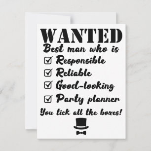 Wanted Best Man Custom Proposal Invitation