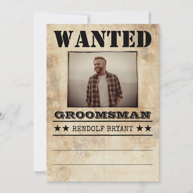 Wanted Best Man Groomsman Funny Photo Proposal (Front)
