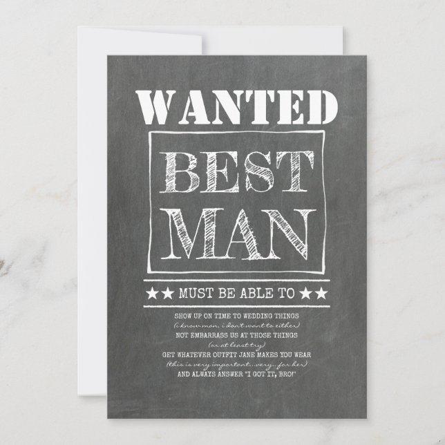Wanted Best Man Groomsman Funny Proposal (Front)