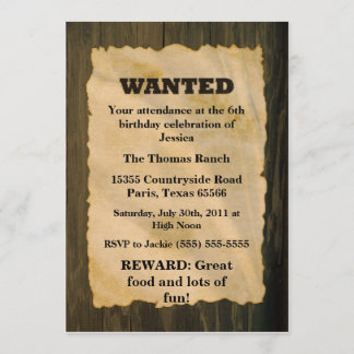 WANTED Birthday Party Invitation