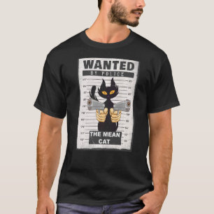 Wanted by Police the Mean Cat Cat Bunting Picture T-Shirt