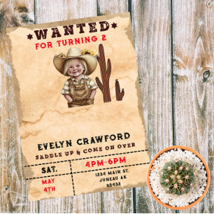 Wanted Country Western Cactus Girl Birthday  Magnetic Invitation