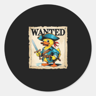 Wanted Cruise Duck Pirate Sword Hat Ocean Fun Classic Round Sticker