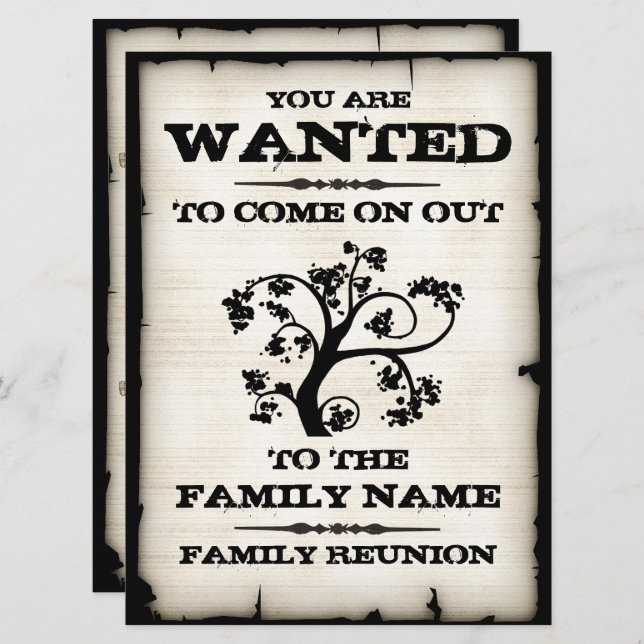 Wanted Family Reunion Invitation (Front/Back)