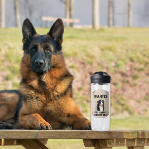 Wanted For Eating Homework Custom Dog Photo Water Bottle