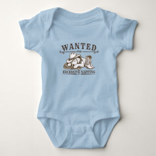 Wanted for Excessive Napping  Funny Western Design Baby Bodysuit