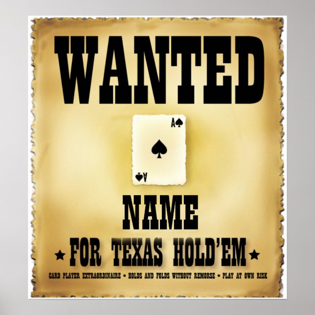 Wanted for Texas Holdem Poster (Front)
