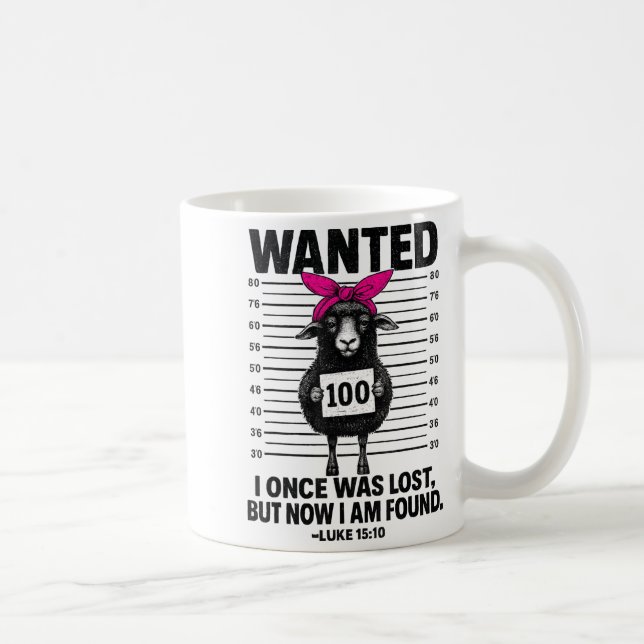 Wanted I Once Was Lost Funny Sheep Quotes Jesus Ch Coffee Mug (Right)