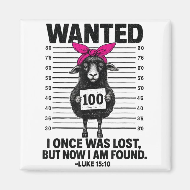 Wanted I Once Was Lost Funny Sheep Quotes Jesus Ch Magnet (Front)