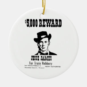 Wanted Jesse James Ceramic Tree Decoration