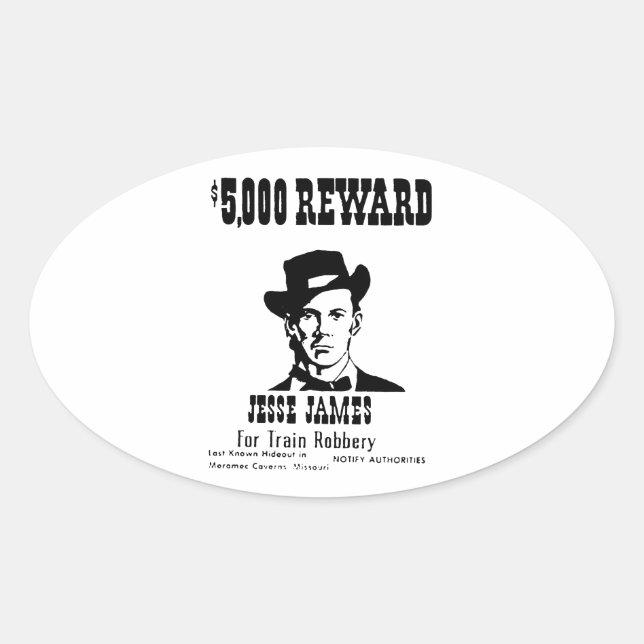 Wanted Jesse James Oval Sticker (Front)