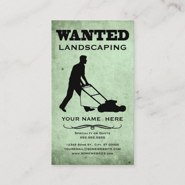 wanted : landscaper business card (Front)