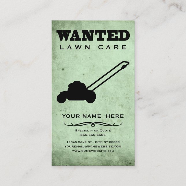 wanted : lawn care business card (Front)