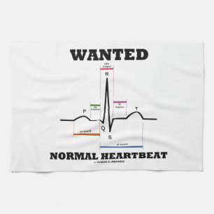 Wanted Normal Hearbeat (ECG/EKG Electrocardiogram) Tea Towel