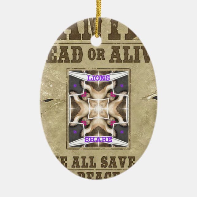 Wanted Peace Ceramic Tree Decoration (Front)