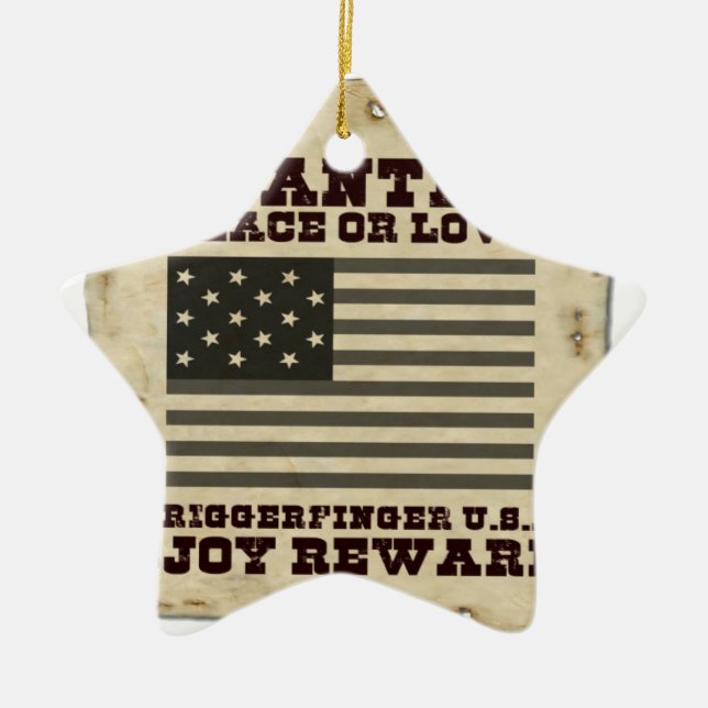 Wanted Peace Inspired Text Design Ceramic Tree Decoration (Front)