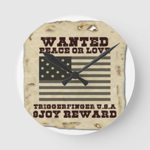 Wanted Peace Round Clock