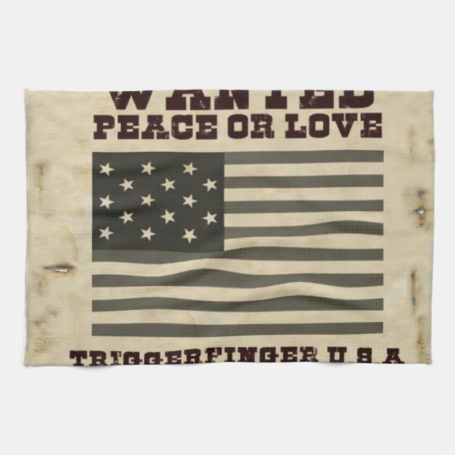 Wanted Peace Tea Towel (Horizontal)