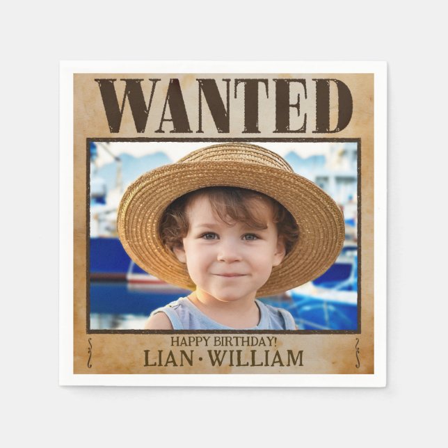 WANTED! Pirates birthday party  Napkin (Front)