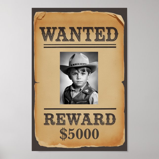 Wanted Poster - Custom Photo Wild West Cowboy (Front)