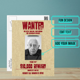 Wanted Poster Custom Template Postcard