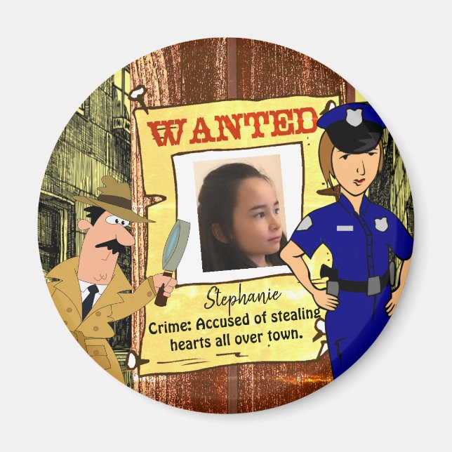 Wanted Poster Customisable Photo Fridge Magnet (Front)