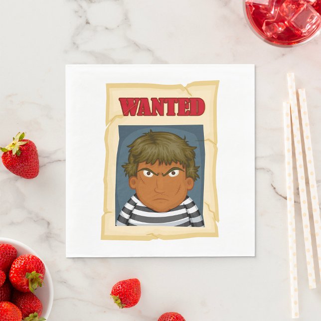 Wanted Poster Escaped Prisoner Convict Napkin (Creator Uploaded)