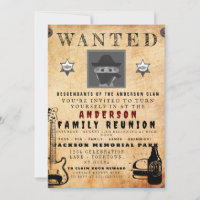 Wanted Poster Family Reunion Barbeque Invitation