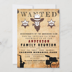 Wanted Poster Family Reunion Barbeque Invitation