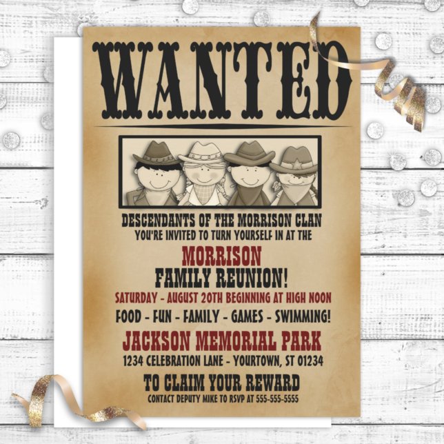 Wanted Poster Family Reunion Barbeque Invitation (Creator Uploaded)