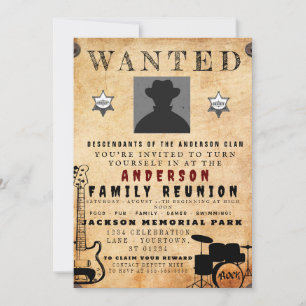 Wanted Poster Family Reunion Barbeque Invitation