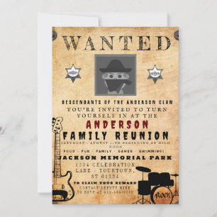Wanted Poster Family Reunion Barbeque Invitation