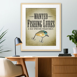 WANTED poster - old fishing lures and collectibles