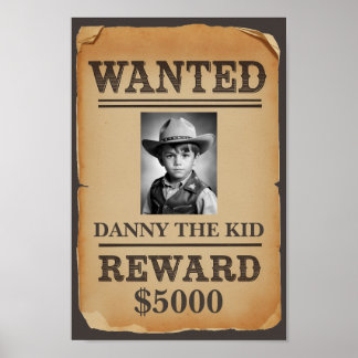 Wanted Poster - Personalised Wild West Cowboy