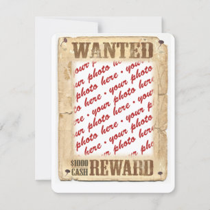WANTED Poster Photo Frame Card