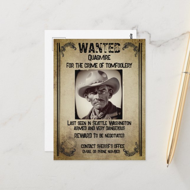 Wanted Poster Postcard (Front/Back In Situ)