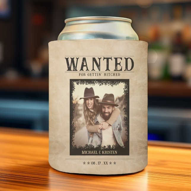 Wanted Poster Vintage Photo Wedding Can Cooler (Creator Uploaded)