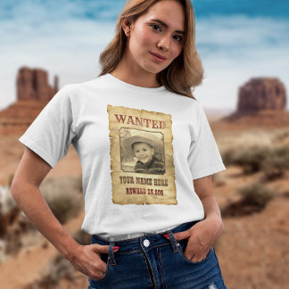 Wanted Poster | Vintage Wild West Photo Template T T-Shirt