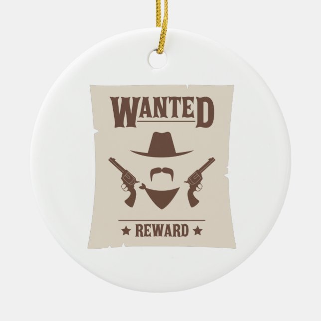 Wanted Reward Ceramic Tree Decoration (Front)