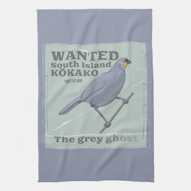 Wanted South Island Kokako Tea Towel (Vertical)